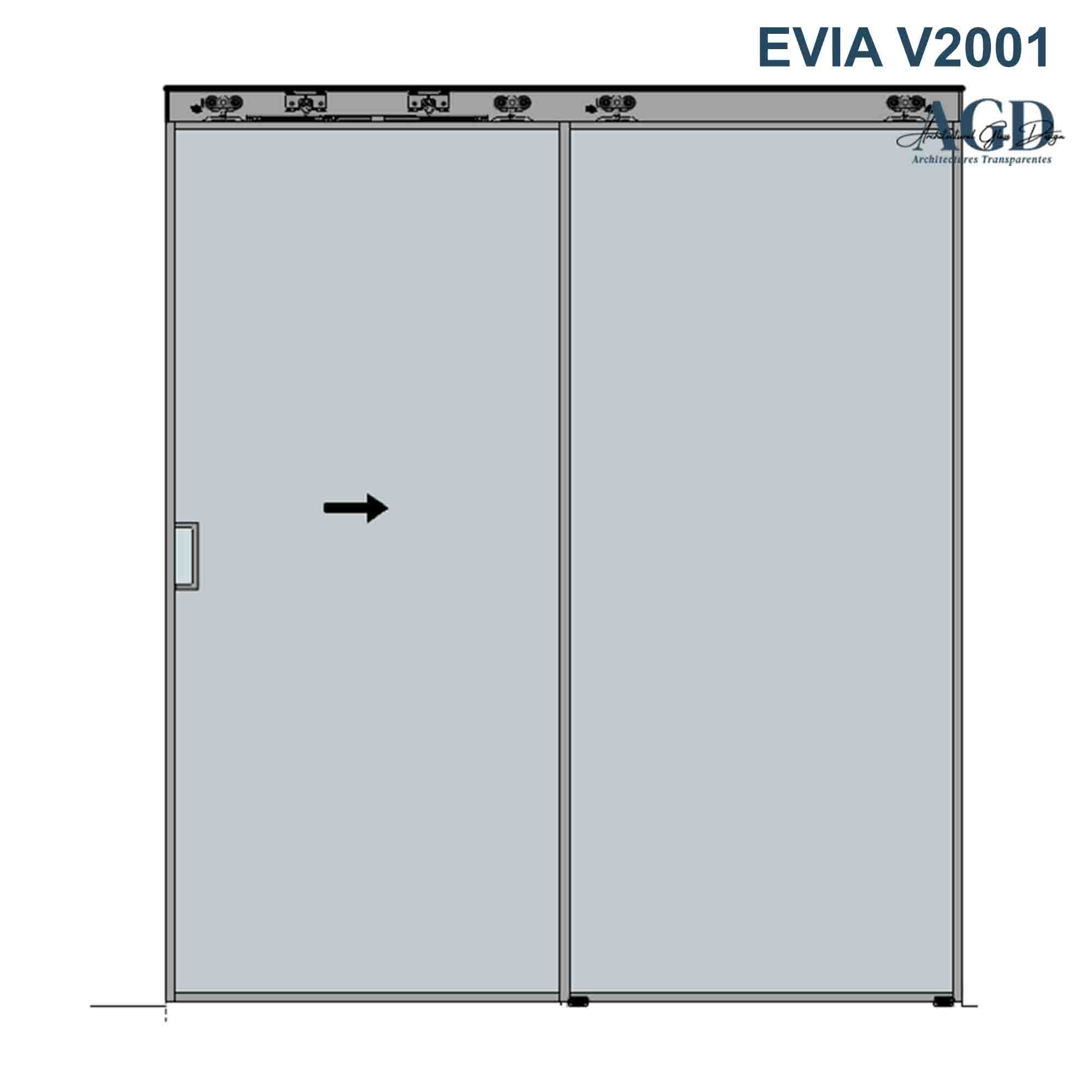 Porte en verre coulissante EVIA V2001